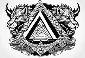 Valhalla  sword shield axe Valknut  stairs dragon lion tattoo idea
