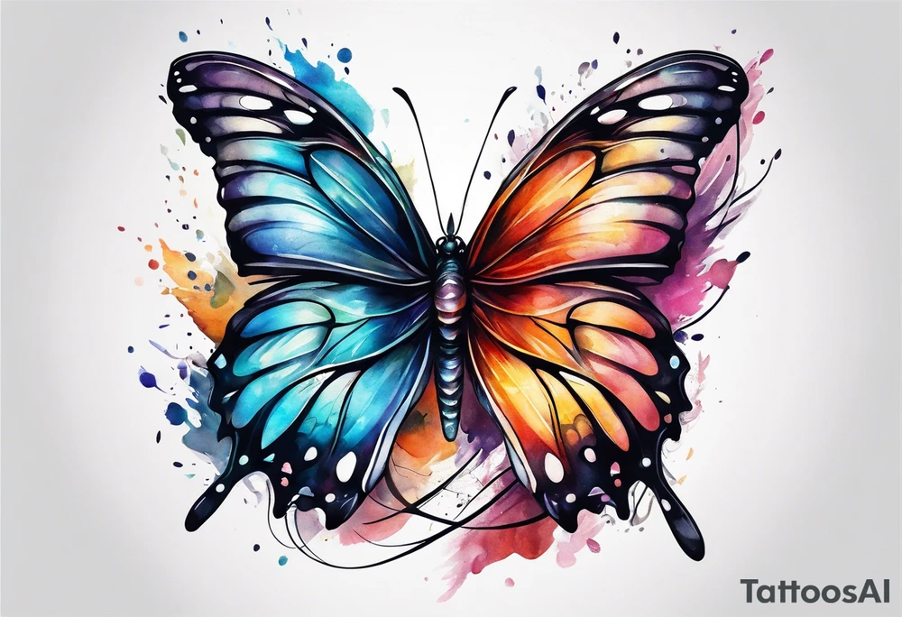 Butterfly with one Angel wing tattoo idea