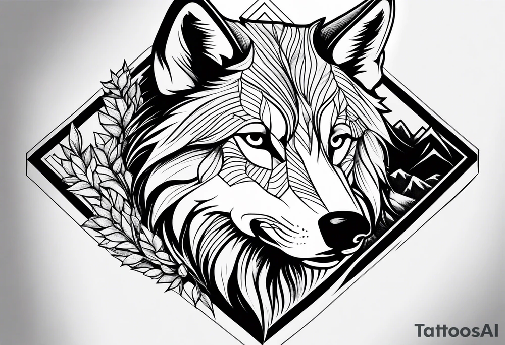 Mountains, wolf eyes underneath tattoo idea