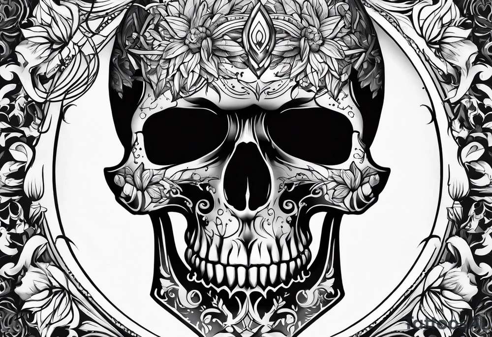 burning skull tattoo idea