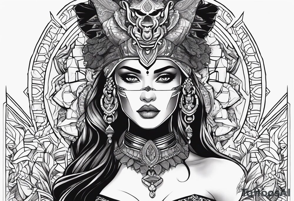 kali, alien goddess, valkrye, pirate, zenza, lotus, wing, pachamama, skull, black panther tattoo idea