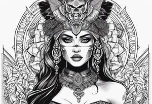 kali, alien goddess, valkrye, pirate, zenza, lotus, wing, pachamama, skull, black panther tattoo idea