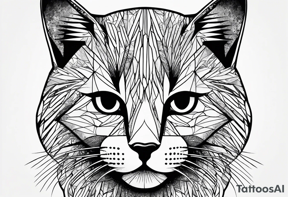 cat, abstract, geometric, lines, halftone, splatter, cat paw tattoo idea