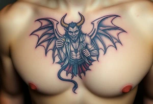 angelic demon in clothes having a good time getting drunk tattoo idea