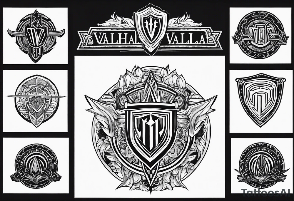 Valhalla sword shield steps tattoo idea