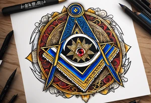 Memorial with the Masonic logo that say James A Hilbert  06/18/37 to 01/04/20 tattoo idea