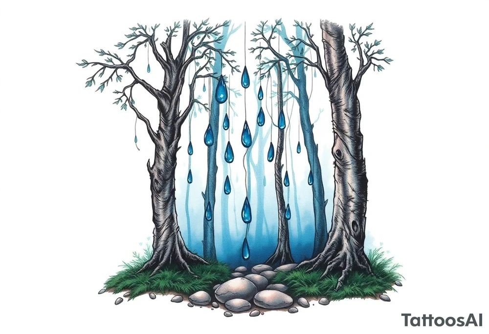 forest background
blue rain drops tattoo idea