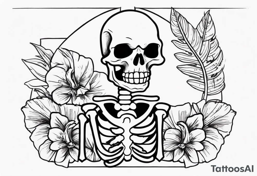 skeleton wearing a hawaiian shirt tattoo idea