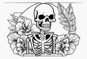 skeleton wearing a hawaiian shirt tattoo idea