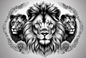 Lion with 3 small lions tattoo idea