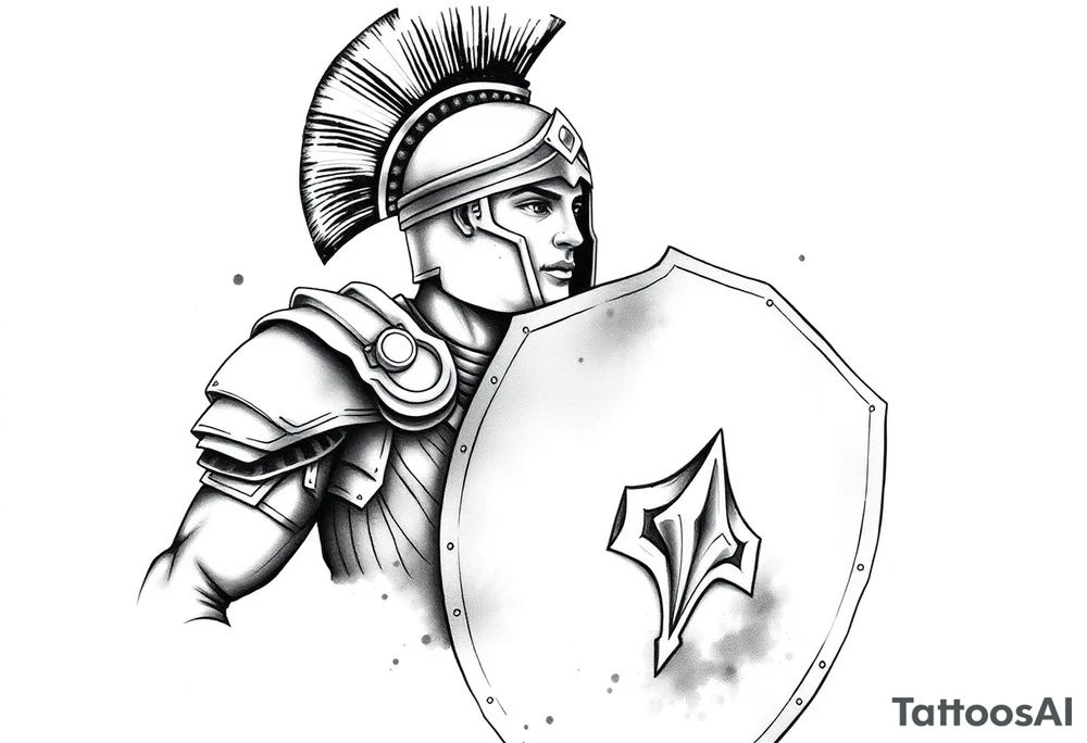 Armored Roman Soldier with shield tattoo idea