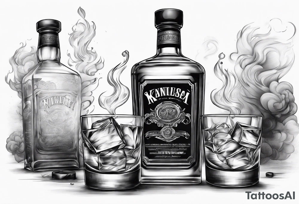 whiskey with smoke coming out of glass tattoo idea