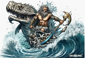 Atlantis king going to war on a sea creature tattoo idea