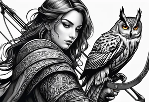 A young princes with a bow and arrow and an owl tattoo idea