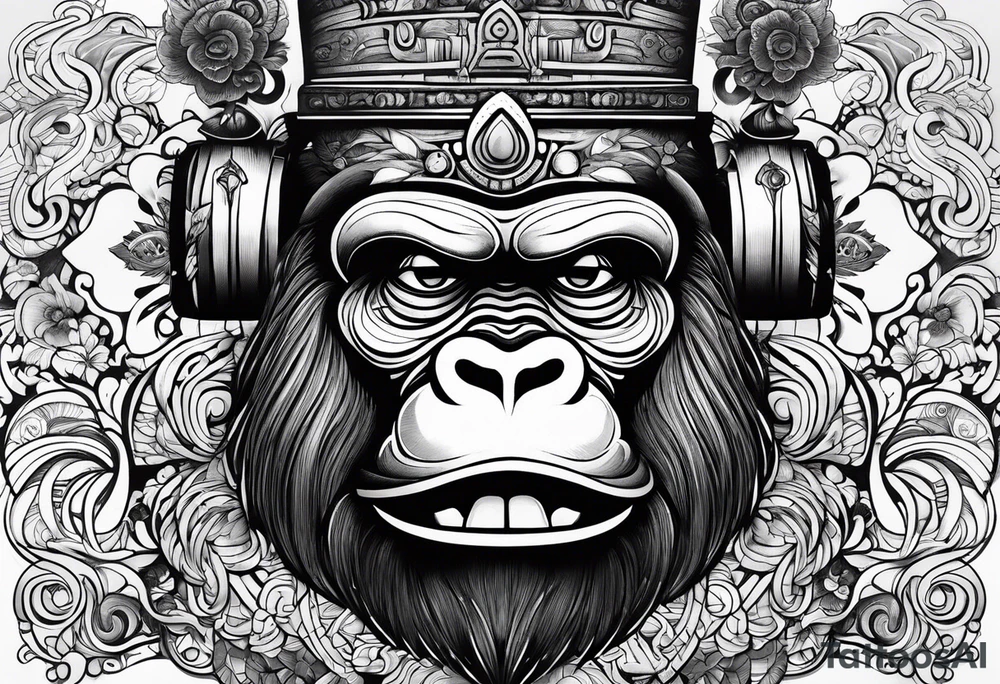 gorila tocando baixo tattoo idea