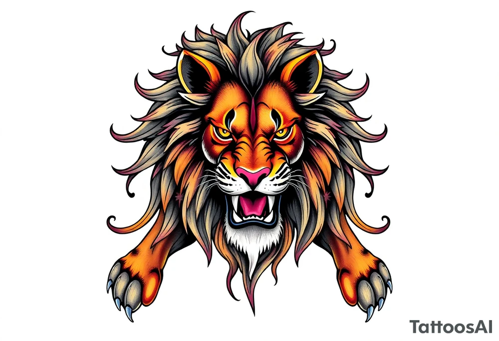 powerful lion tattoo idea
