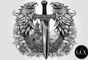 Valhalla gates sword  axe tattoo idea