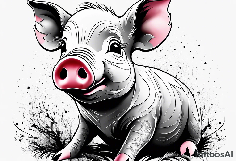 cute piglet.
with text: "friends not food" tattoo idea