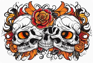 Gothic of skull that is red and orange tattoo idea
