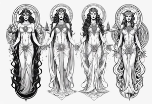 The High Priestesses. Hecate, Artemis and Selene morphing into one body. tattoo idea