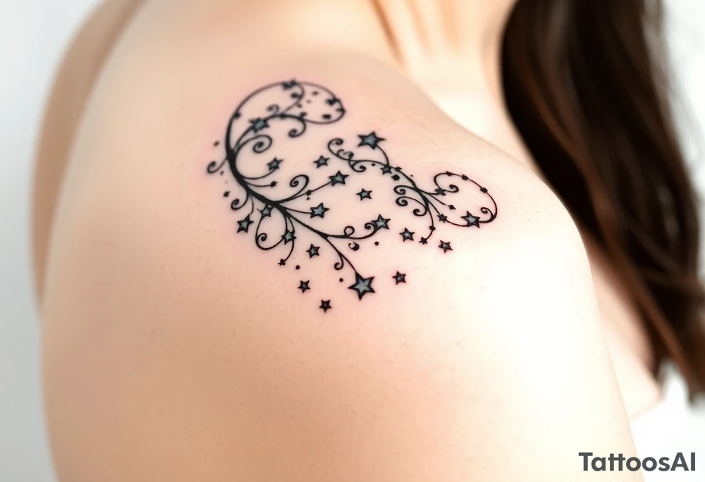 Cascade of stars swirl tattoo idea