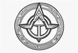 Ancient spartan in a trinity symbol tattoo idea