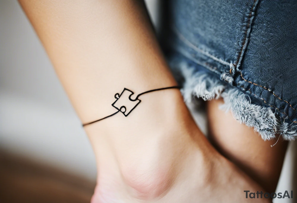 Puzzle Piece: A fine, clean outline with no shading, keeping the design light and elegant. Two pieces connected. 
Handwritten Text: inside the puzzle piece, your sister’s words “to my favorite sister,” carefully preserving the integrity of her handwriting.
This will create a balanced, meaningful design that's simple yet full of emotion—perfect for a small ankle tattoo. tattoo idea