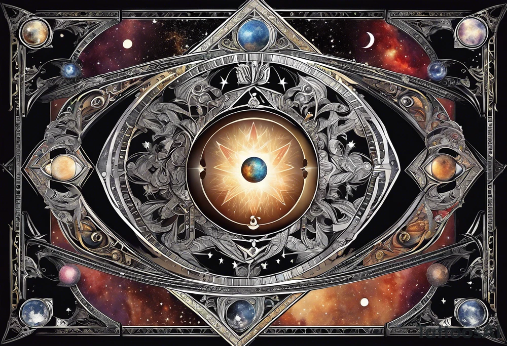 Astrology, Gemini, Natal Chart, angelic, vision, planetary, yin yang, the moon, spiritual third eye, mystical armband tattoo idea
