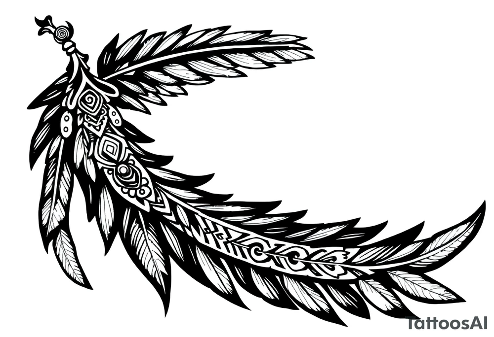 spiritual feathers ornamental indian shaman rune tattoo idea