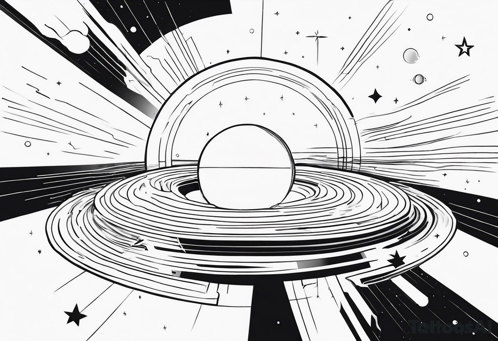 Fine line Black hole event horizon tattoo idea