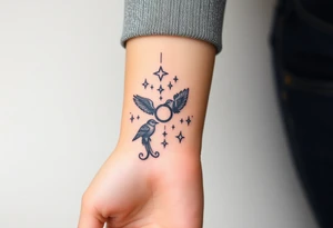 birds, stars and infinity theme tattoo idea