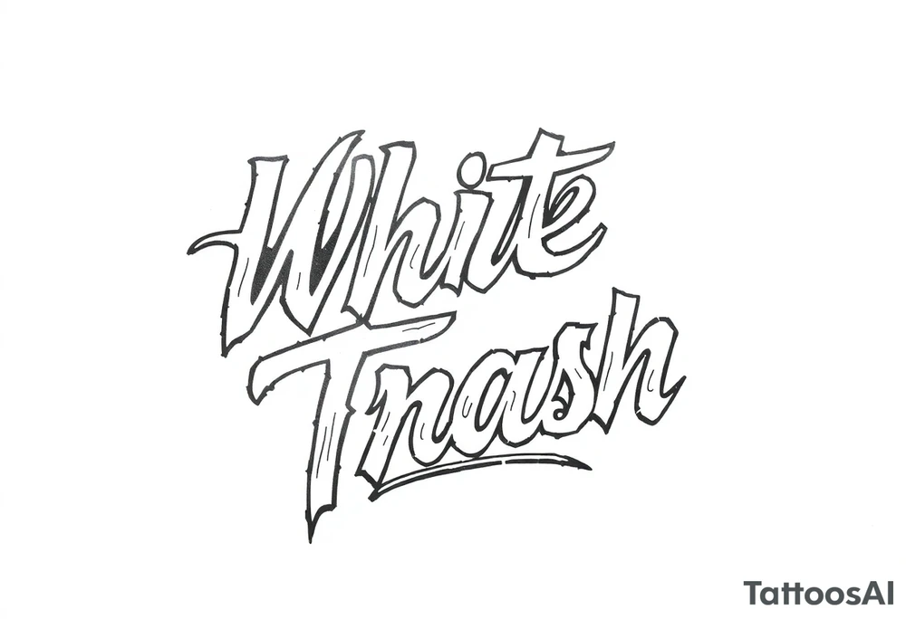 Script tattoo in fancy lettering of High Class White Trash tattoo idea
