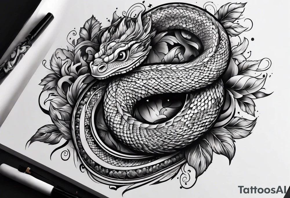 Schlange mit langen körper tattoo idea