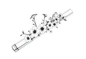 Morning glories, daisies, lily of the valley in a Star Wars lightsaber handle tattoo idea