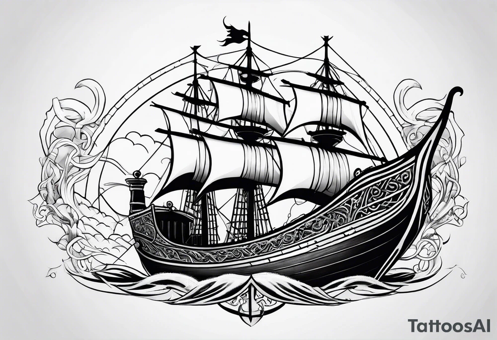Valhalla viking boat dragon tattoo idea