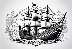 Valhalla viking boat dragon tattoo idea