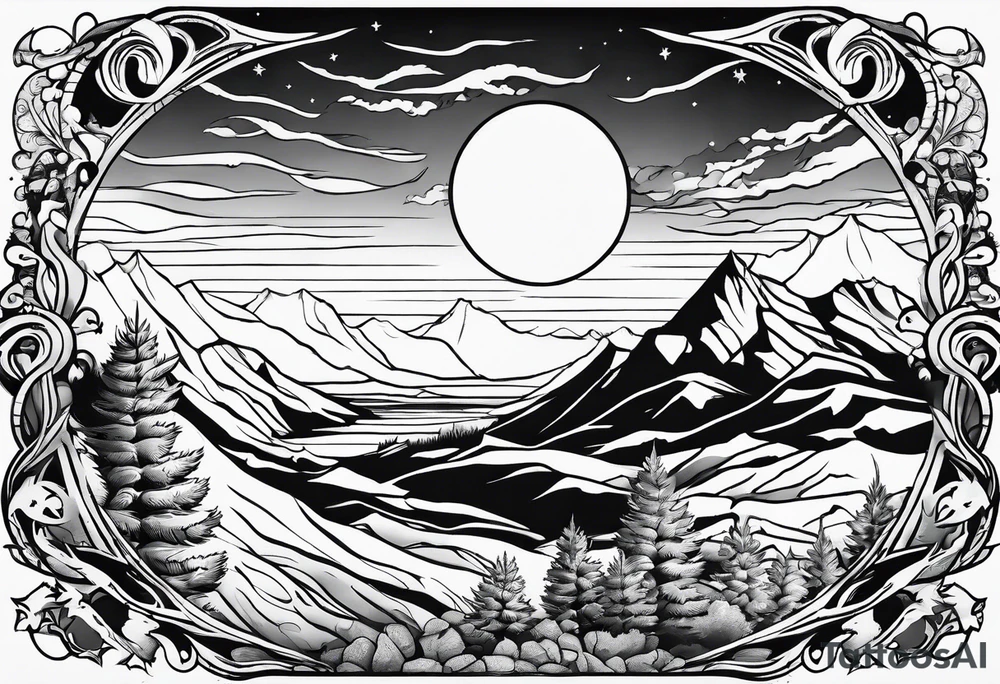 Flames to ash to frozen landscape tattoo idea Flames to ash to frozen landscape tattoo idea