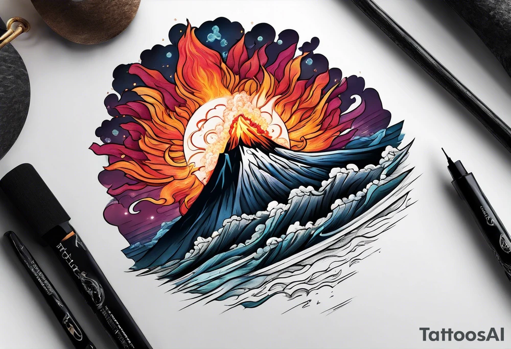 Volcán en erupcion tattoo idea
