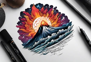 Volcán en erupcion tattoo idea