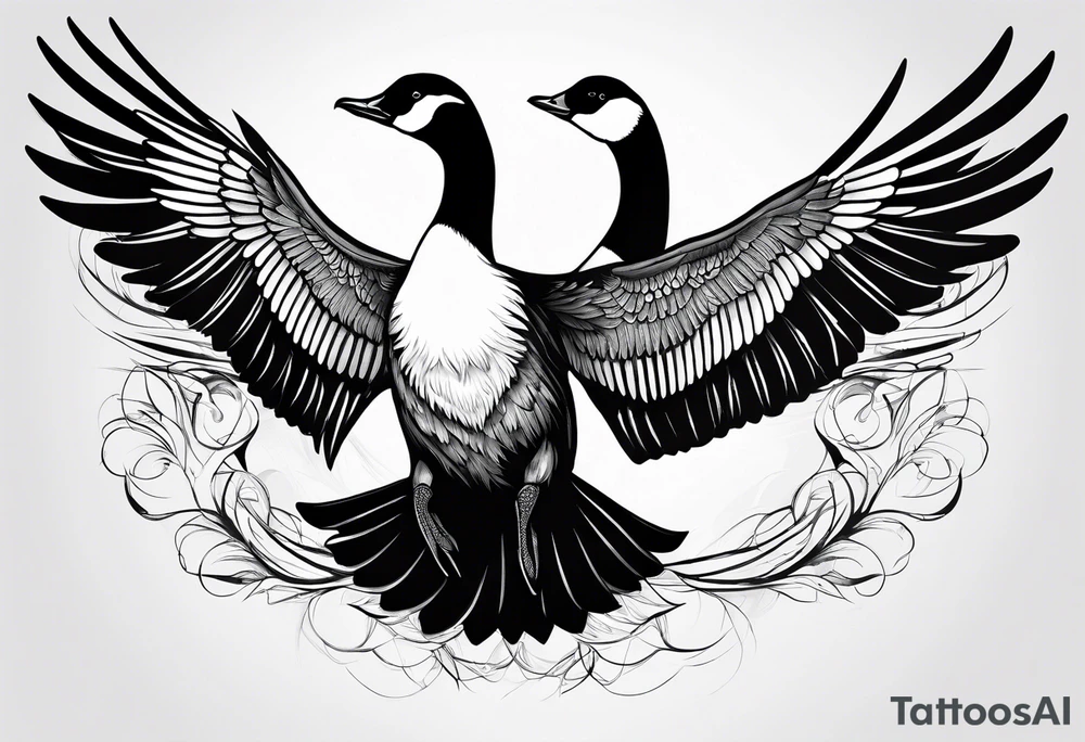 canadian goose shaking wings profile tattoo idea
