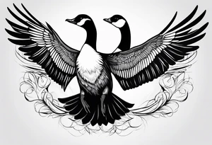 canadian goose shaking wings profile tattoo idea