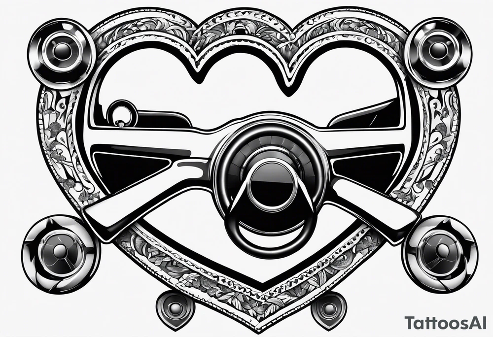 four steering wheels in a heart shape tattoo idea