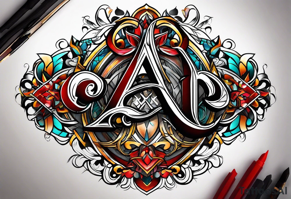 the letters A and R tattoo idea