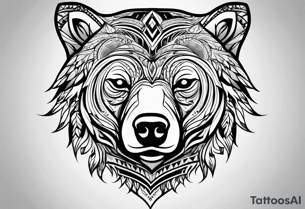 Simple Tribal black bear face tattoo idea
