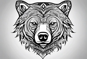 Simple Tribal black bear face tattoo idea