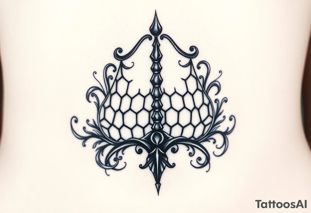 detailed library scales with detail in background tattoo idea