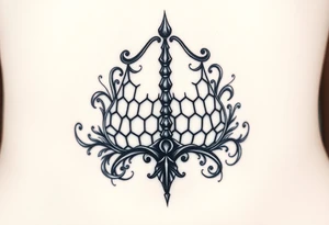 detailed library scales with detail in background tattoo idea