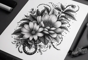 Centipede with flowers tattoo idea
