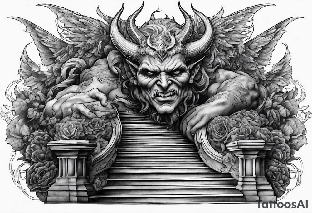 Satan fallen down on the stairway to heaven tattoo idea