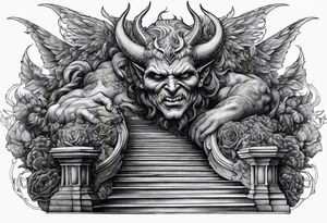 Satan fallen down on the stairway to heaven tattoo idea